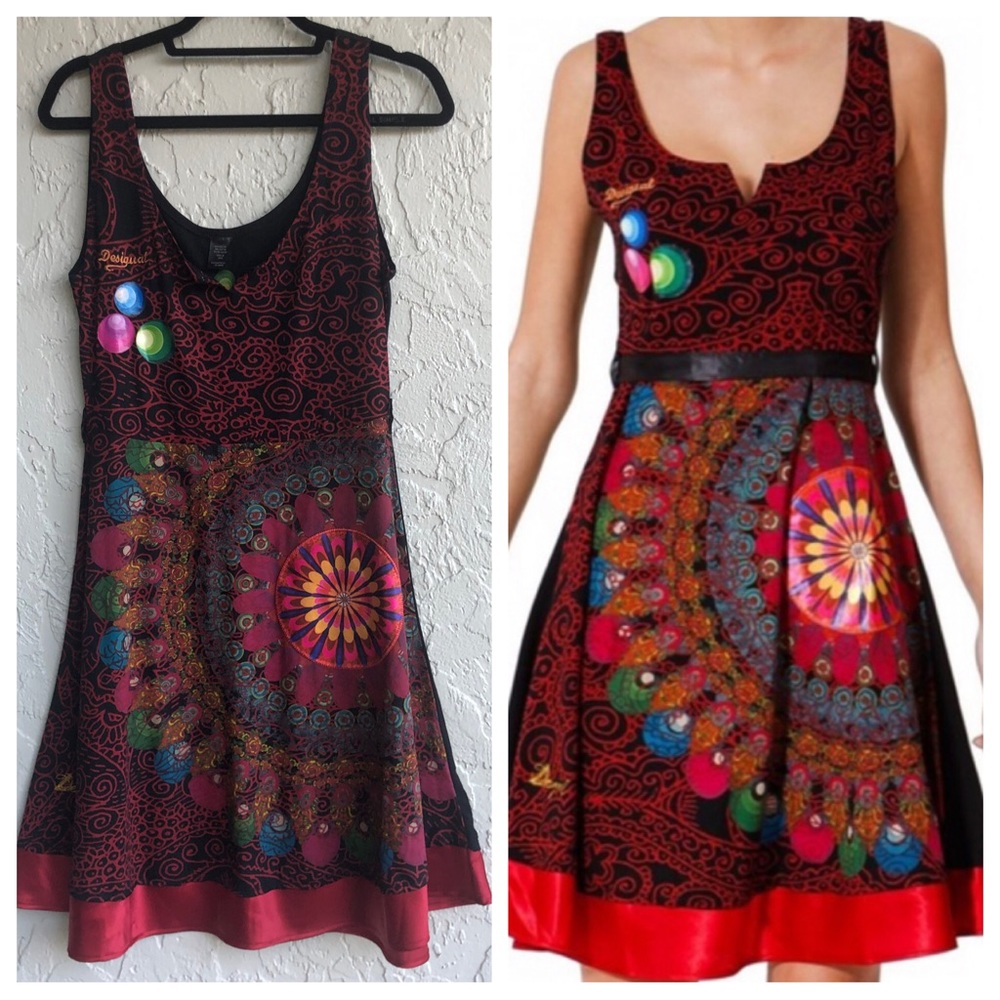 DESIGUAL Railey Vibrant Red A Line Dress Size Large